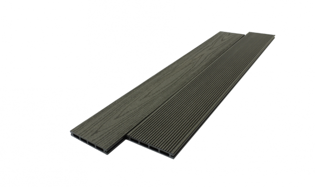 Террасная доска из ДПК holzhof фактура дерева антрацит